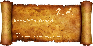 Korsós Ahmed névjegykártya